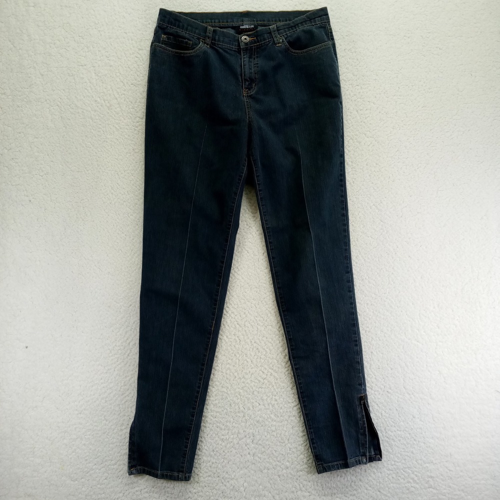 Metrostyle Womens Stretch Jeans Dark Wash Zip Ankle Style 12T